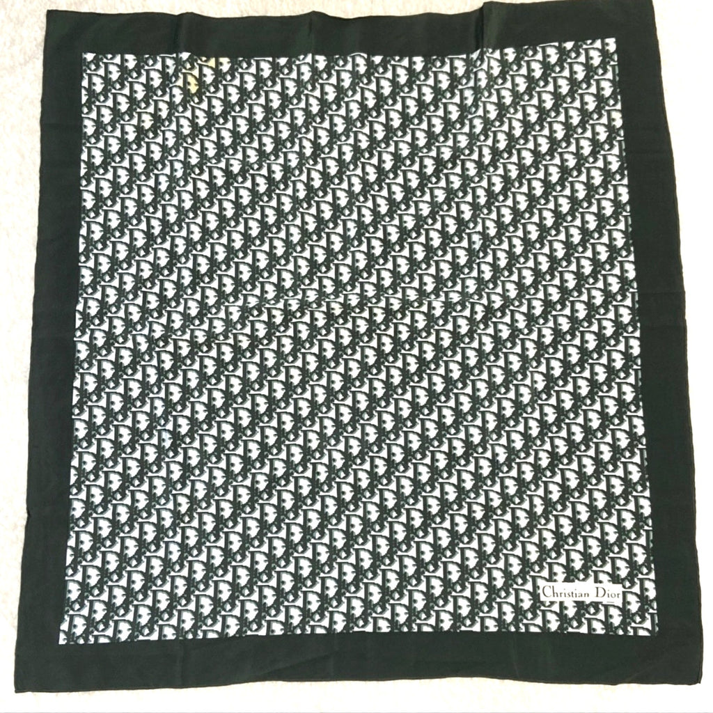 30" Dark Green Silk Trotter Monogram Scarf