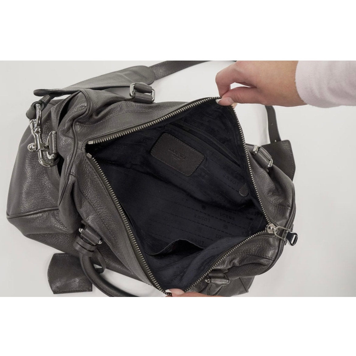 Amazona Vintage Grey Leather Top Handle Shoulder Bag