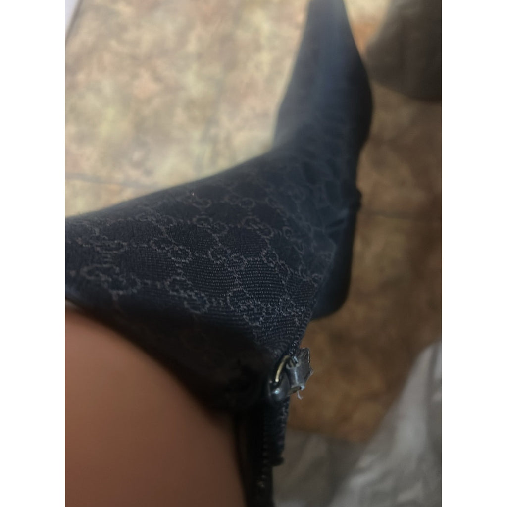 8.5 Gucci Tom Ford Vintage Brown Canvas GG Mid-Calf Boots