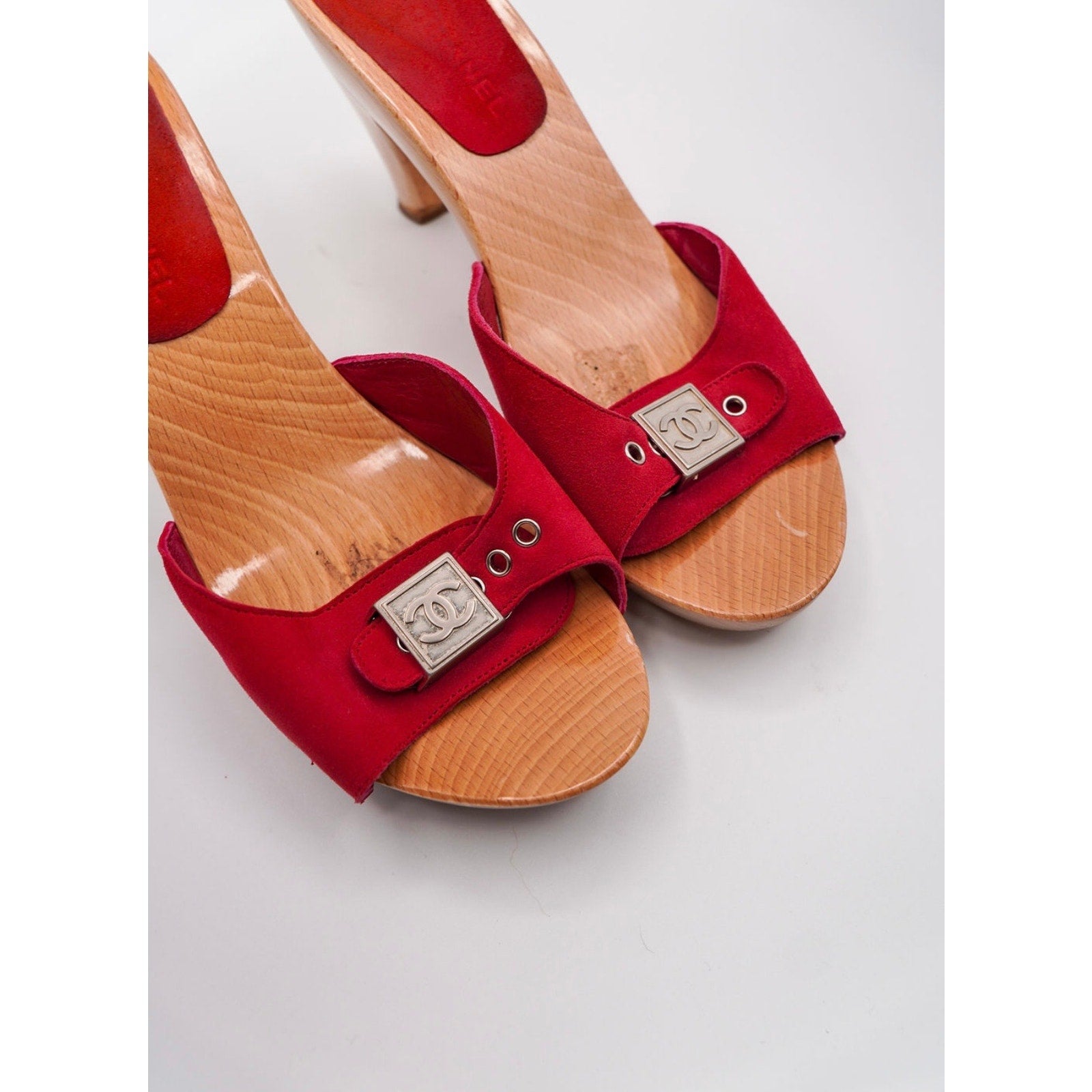 Vintage Red Suede CC Platform Mule