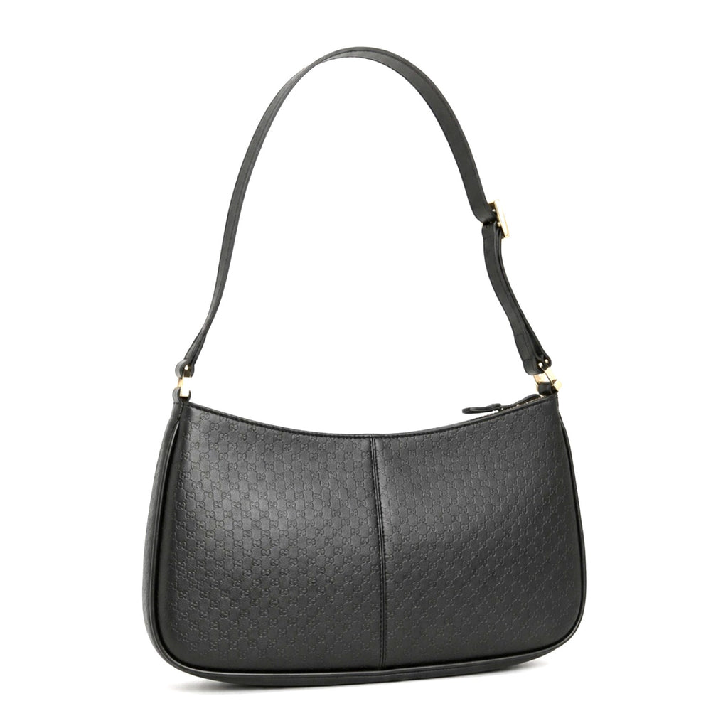 Vintage Black Embossed GG Monogram Leather Shoulder Bag