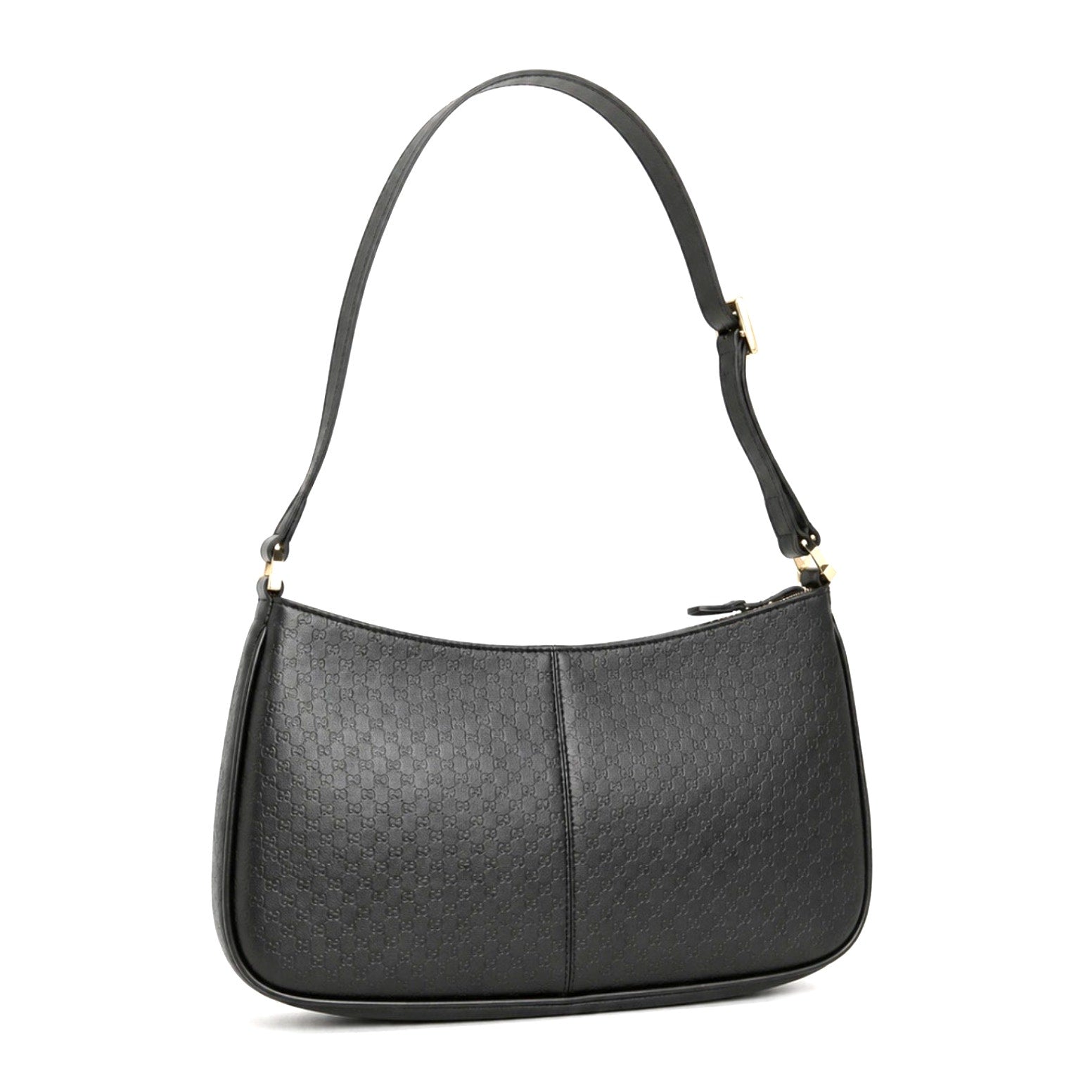 Vintage Black Embossed GG Monogram Leather Shoulder Bag