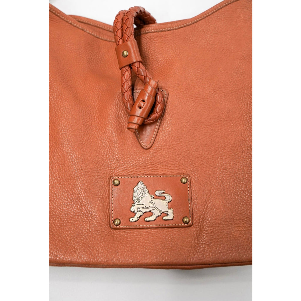 Vintage Brown Leather Braided Strap Hobo Bag