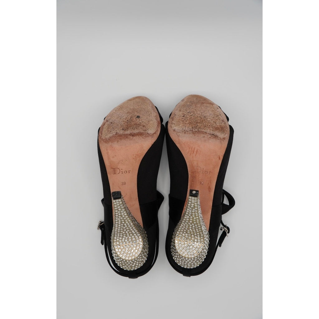 Vintage Black Satin Heels