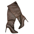 Chocolate Brown Soft Leather Slouchy Square Toe Boots
