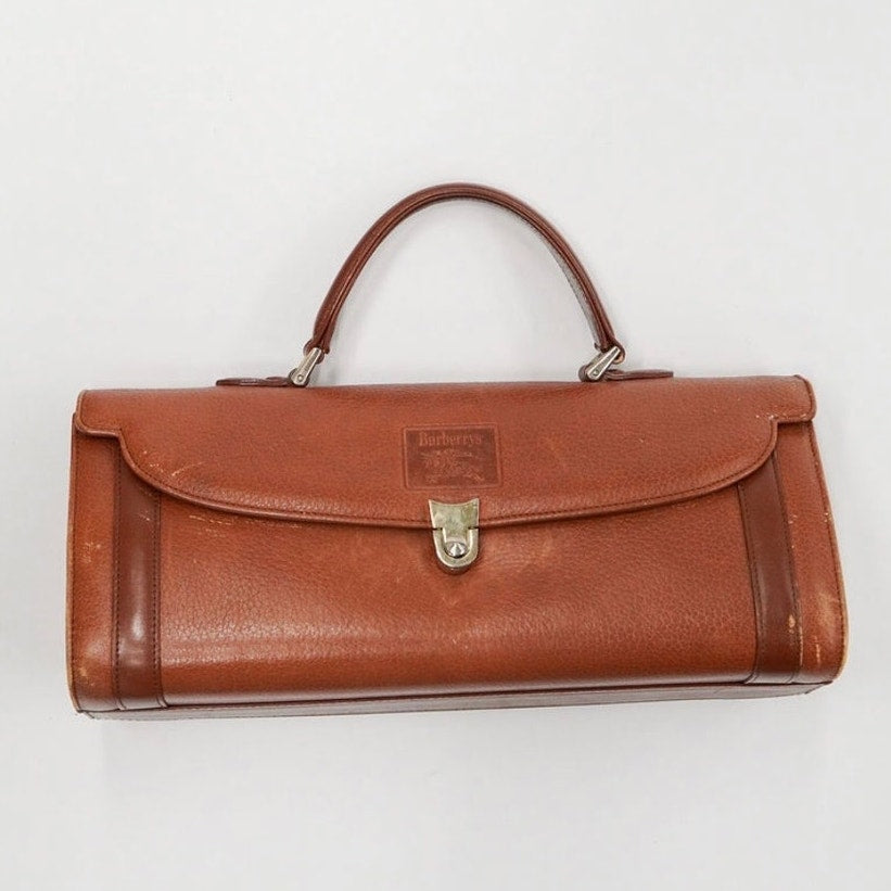 Vintage Brown Leather Top Handle Satchel Bag