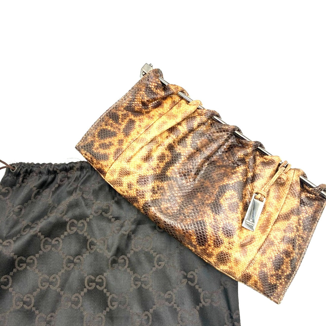 Tom Ford Brown Lizard Embossed Leather Clutch Bag 1999 Collection