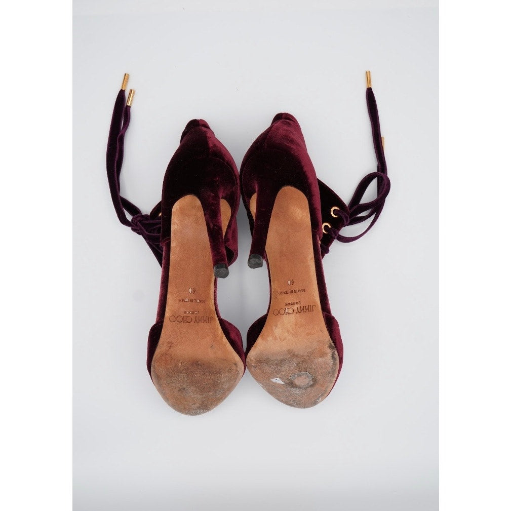 Burgundy Lace Up Heels