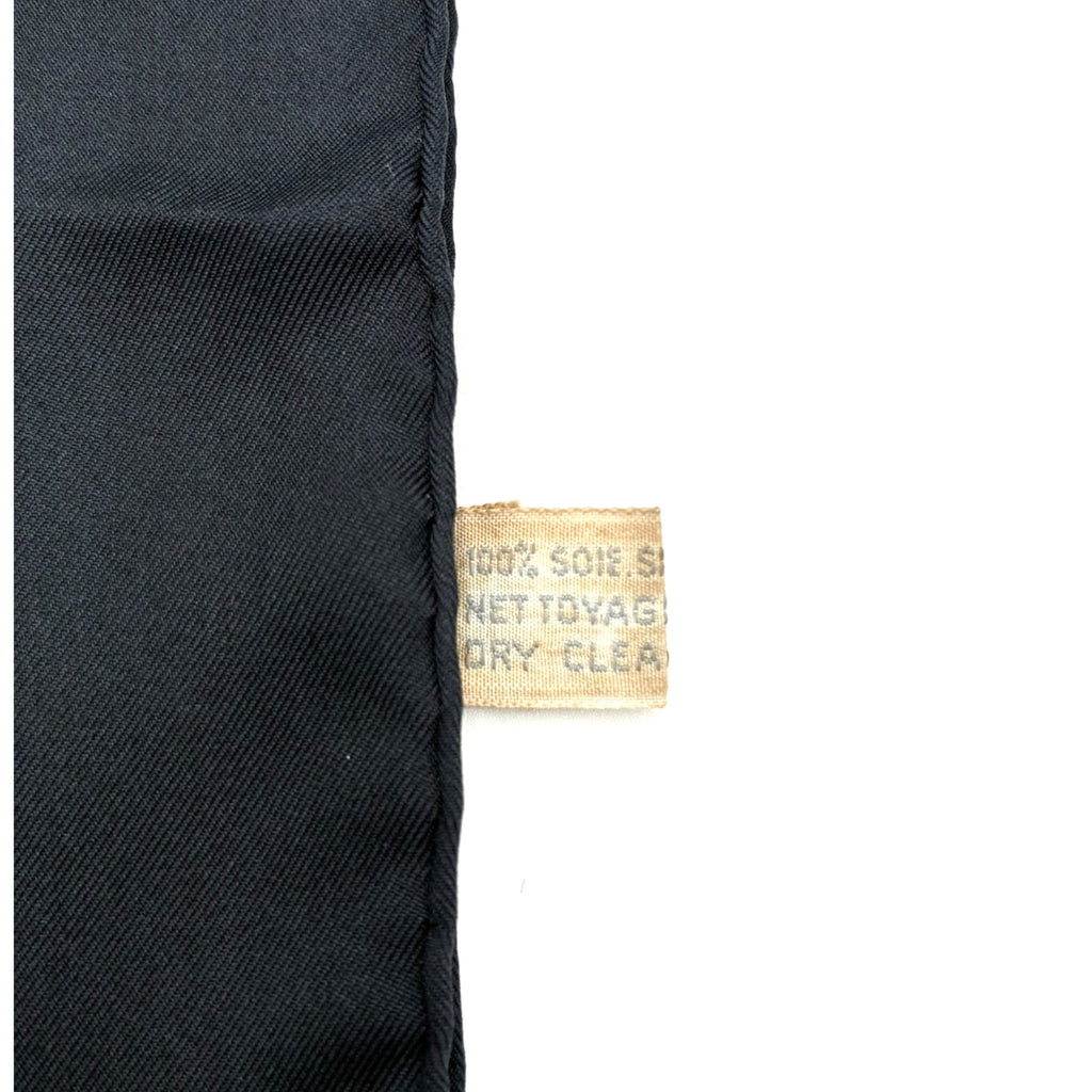 29" Vintage Navy and White Silk Monogram Letter Logo Scarf