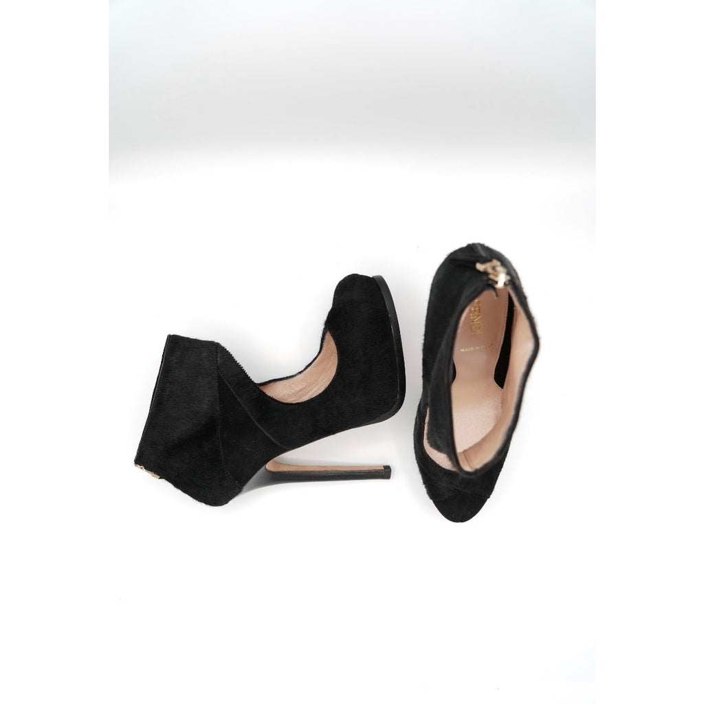 Black Platform Pony Hair Pump