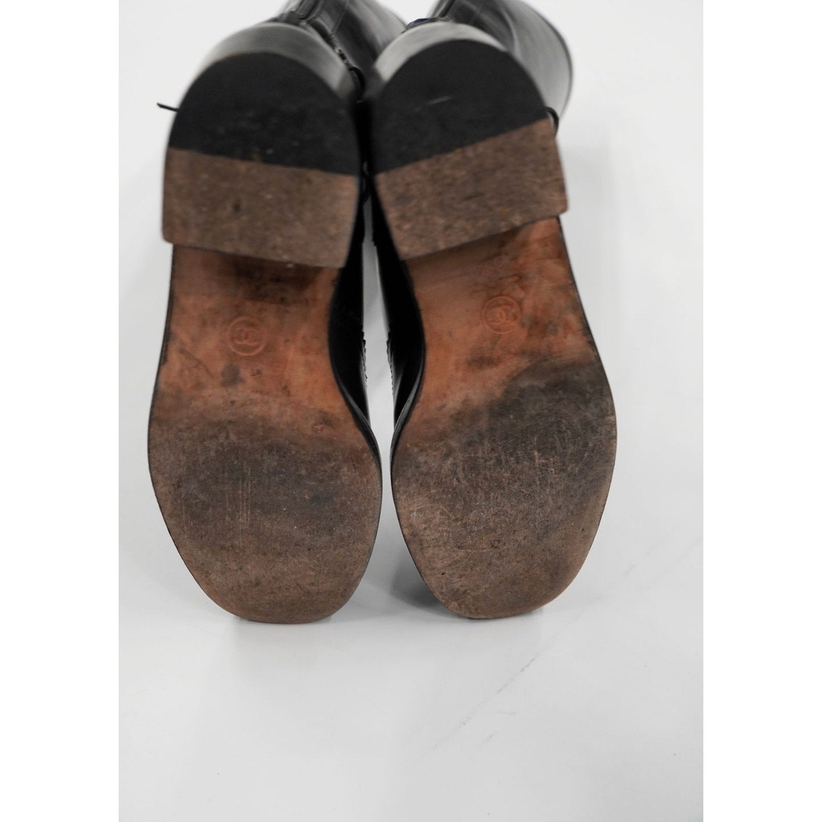 Black Calfskin Interlocking CC Riding Boots