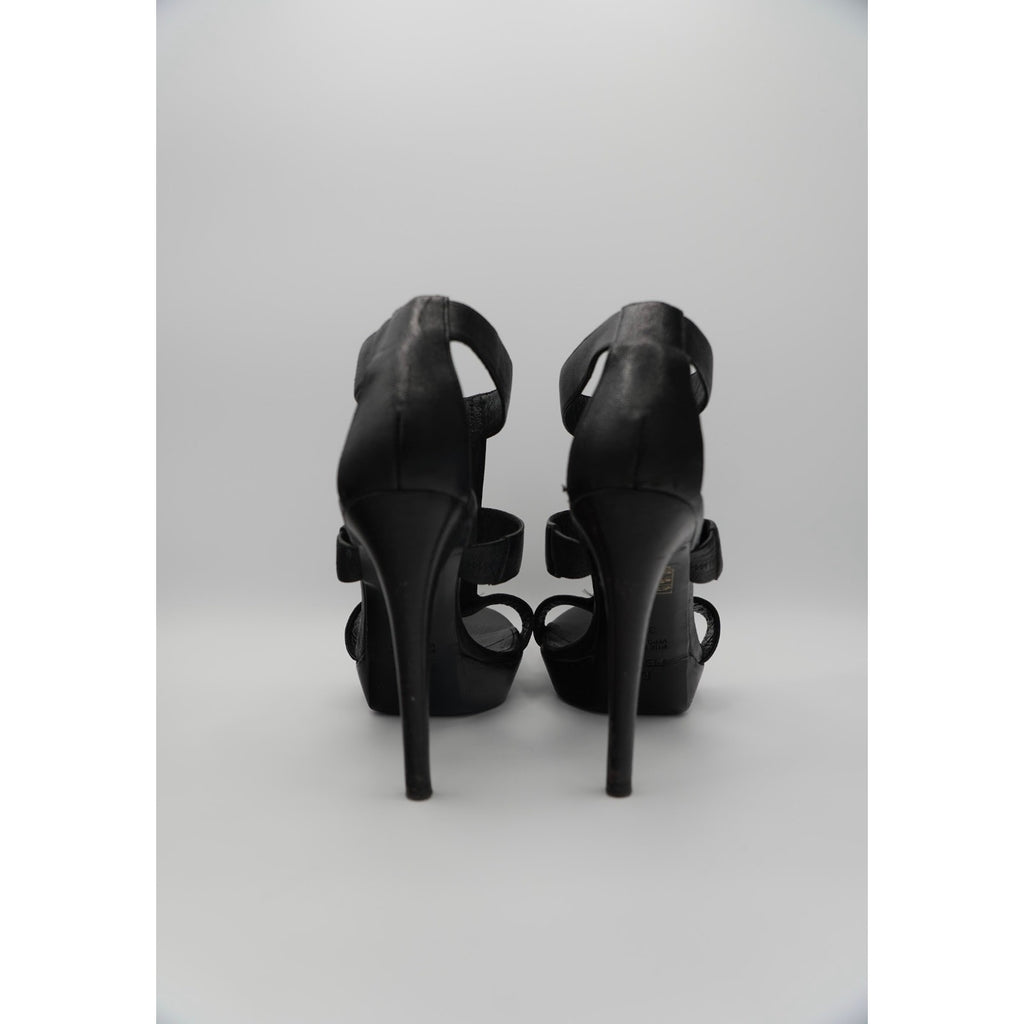 Black Leather Gladiator Platform Heel