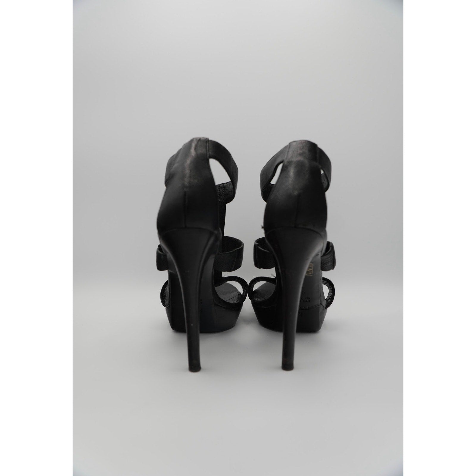 Black Leather Gladiator Platform Heel