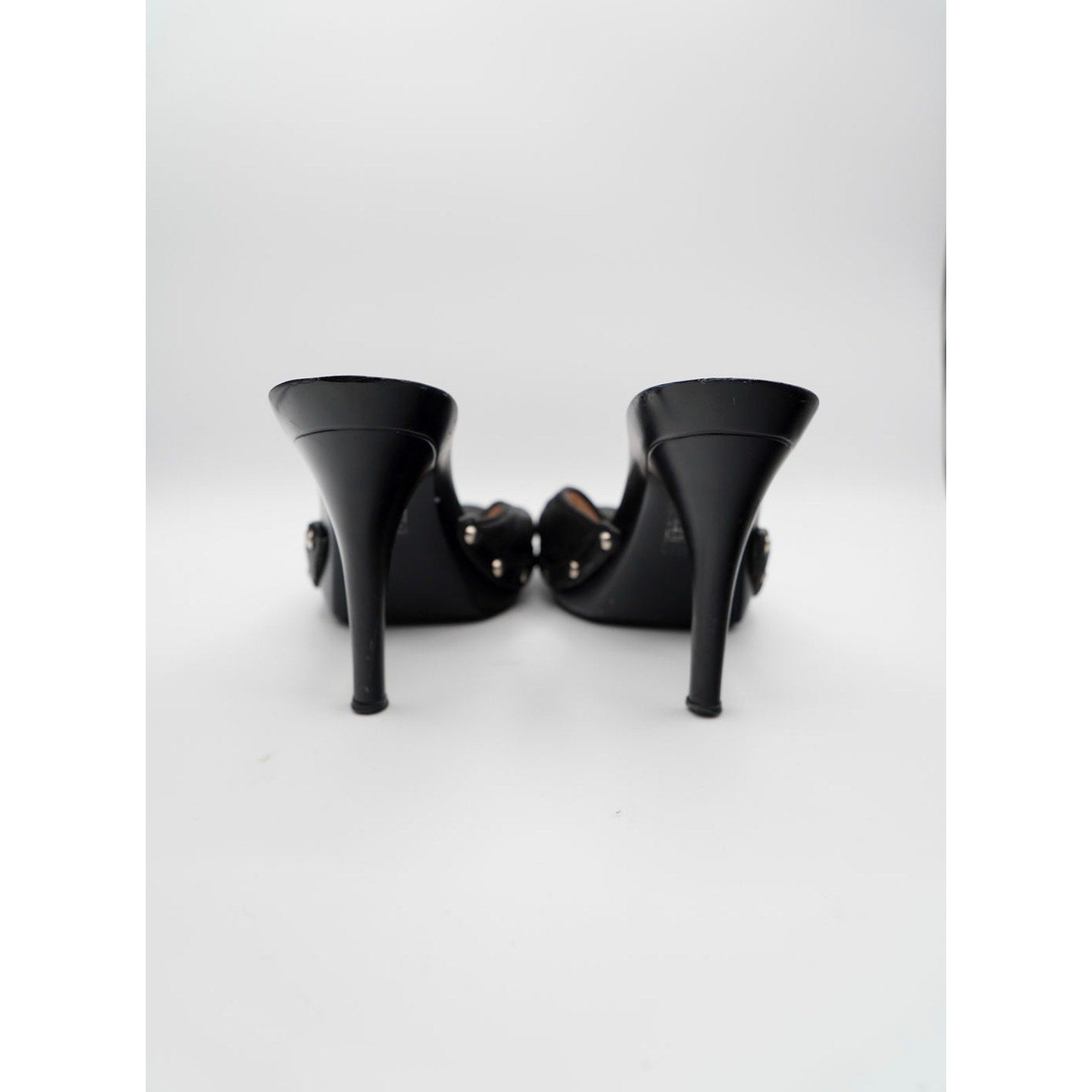 Vintage Black Quilted Open-Toe Mules CD Charm