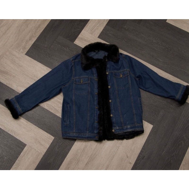 Denim Jacket with Faux Fur Trim