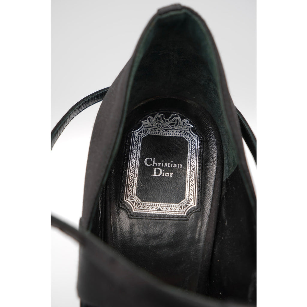 Vintage Black Satin Heels