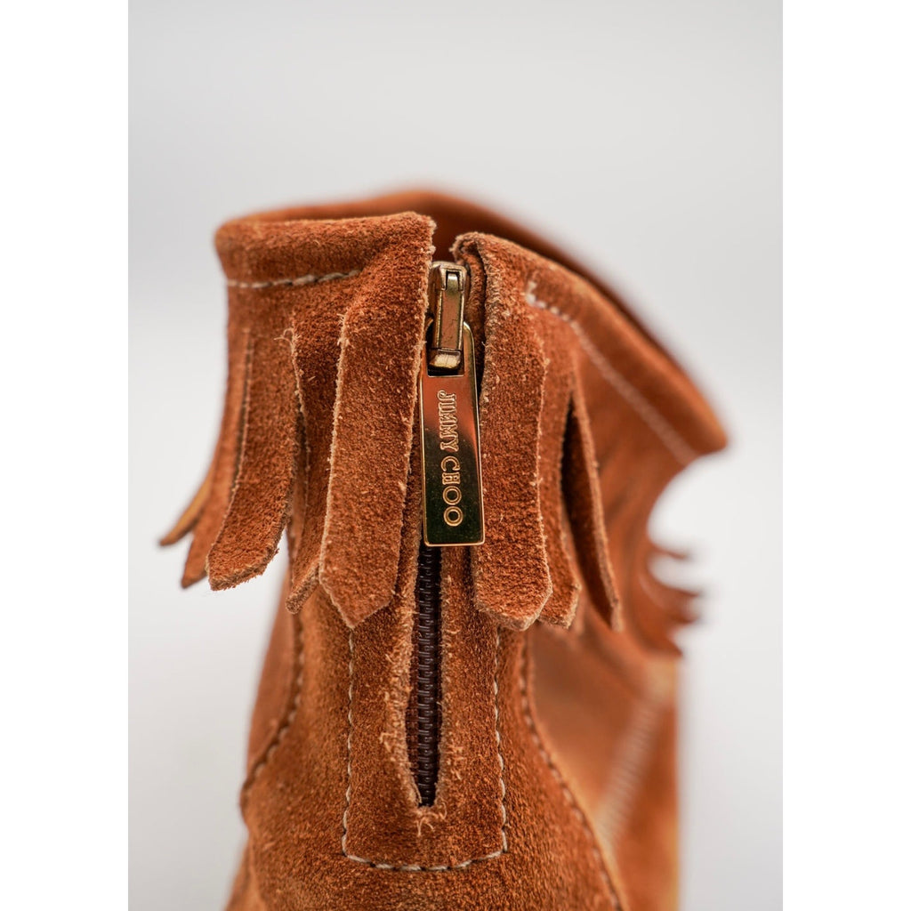 Suede Fringe Lace-Up Ankle Boots