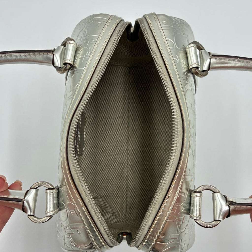Silver Canvas Trotter Boston Bag