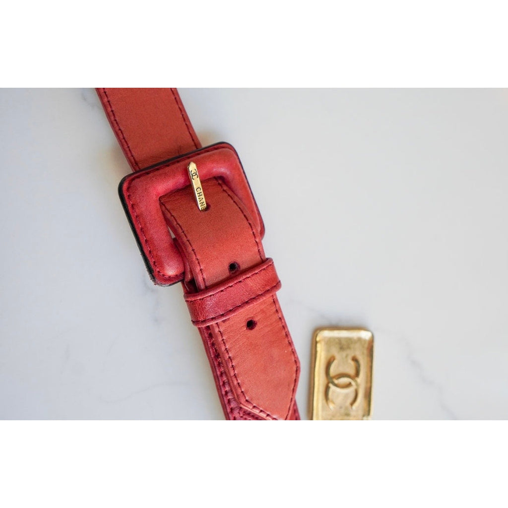 Belt Vintage Chain & Red Leather