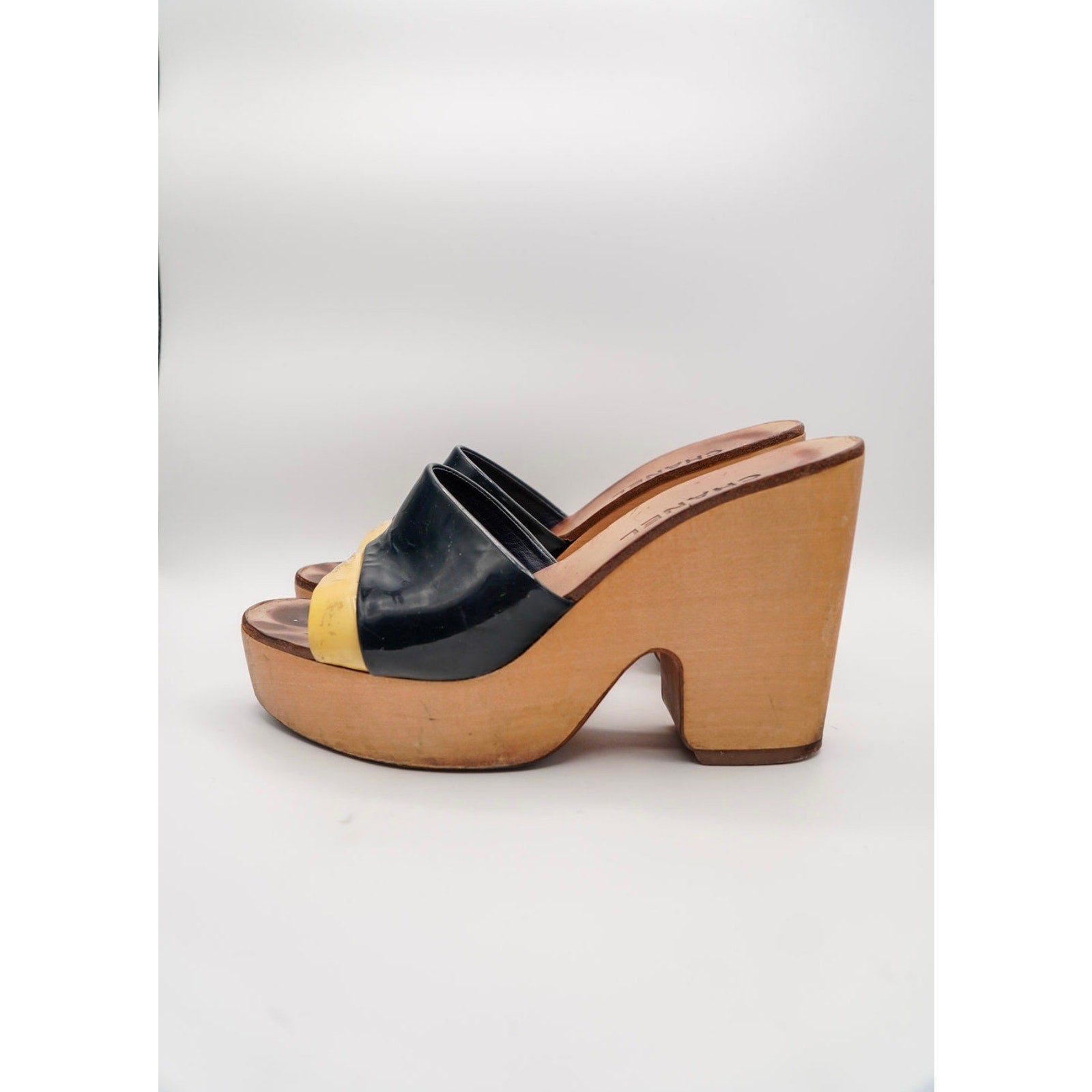 Vintage Patent Leather Interlocking CC Platform Heels