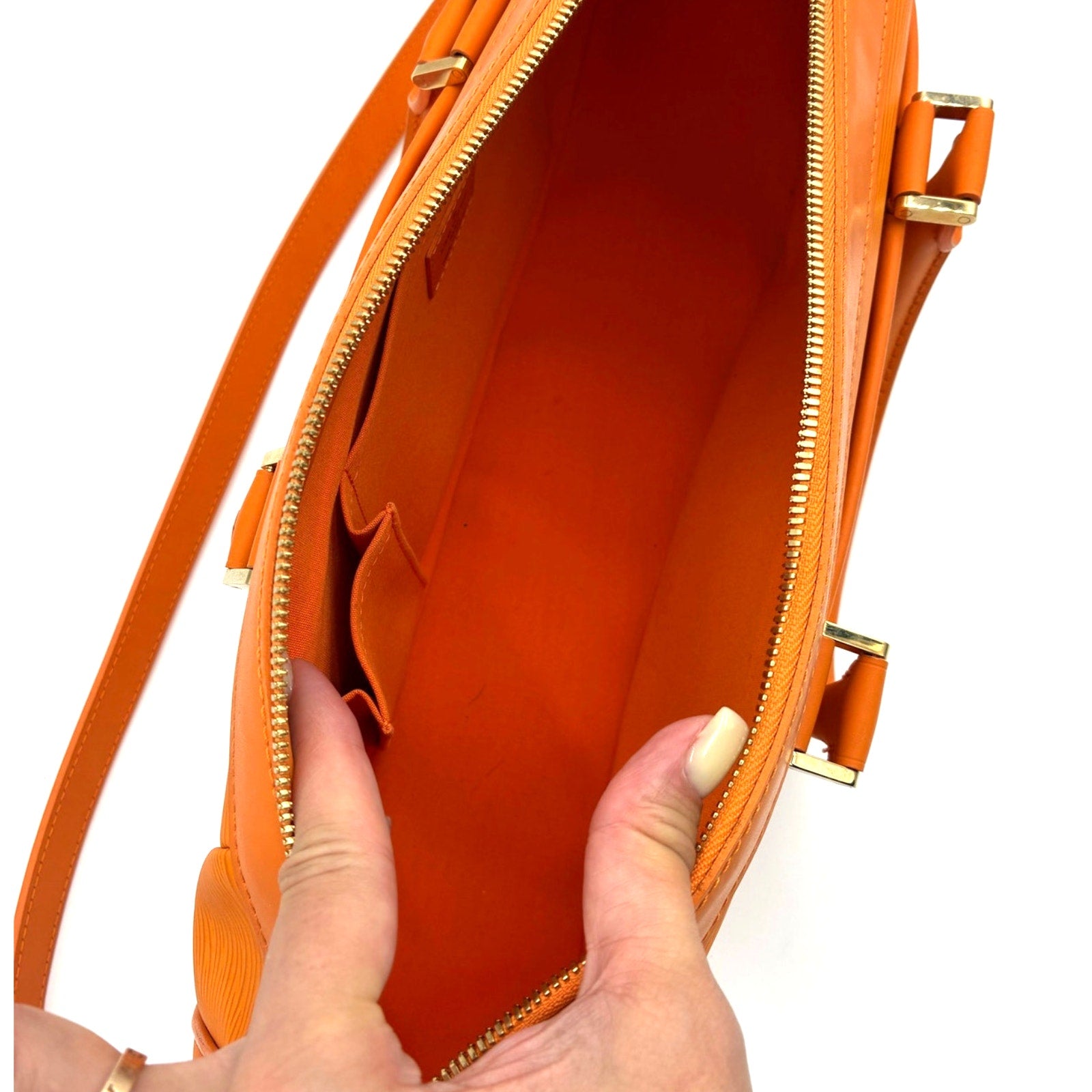 Epi Danura GM Mandarin Orange Leather Bag