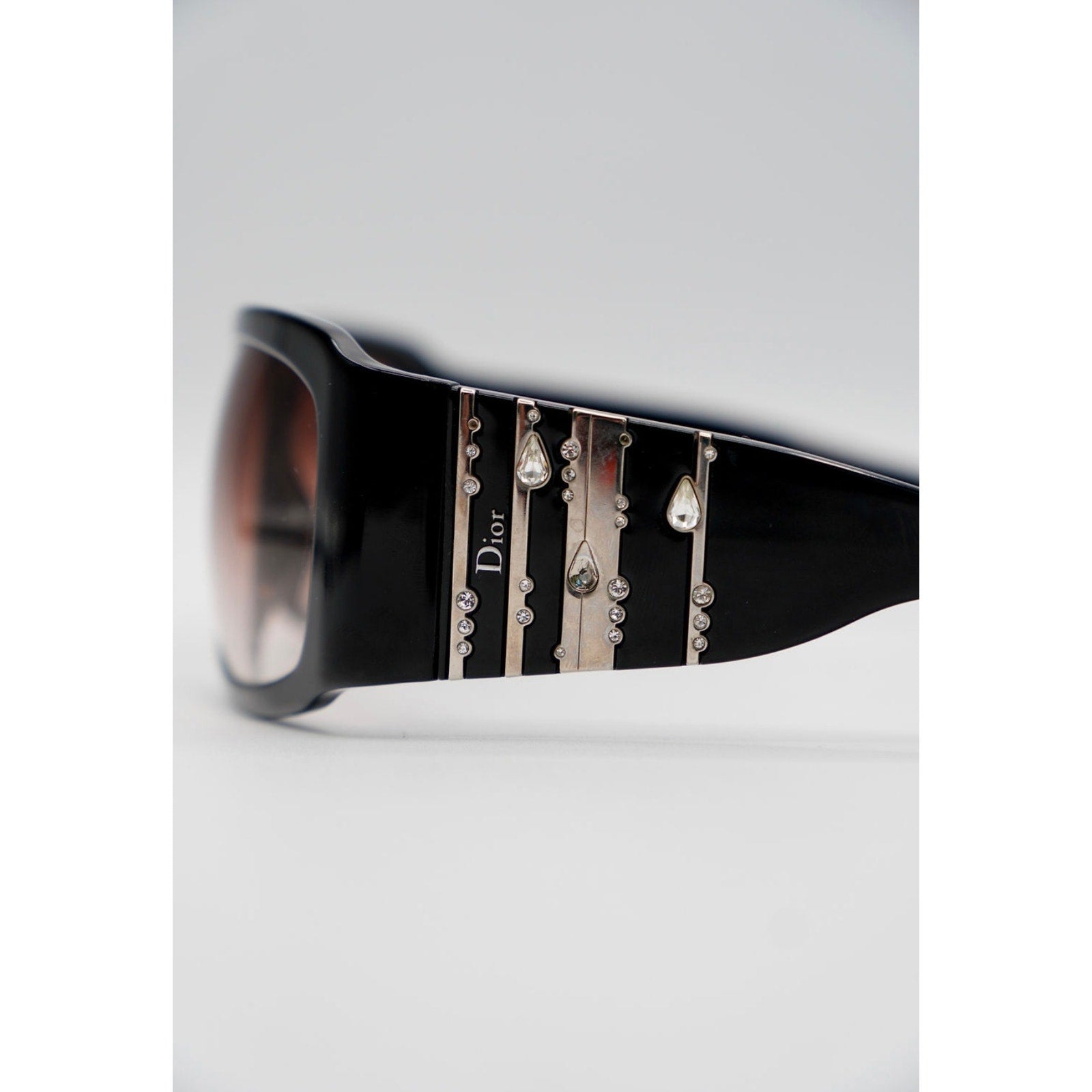 Sunglasses Oversized Black Crystal Accent