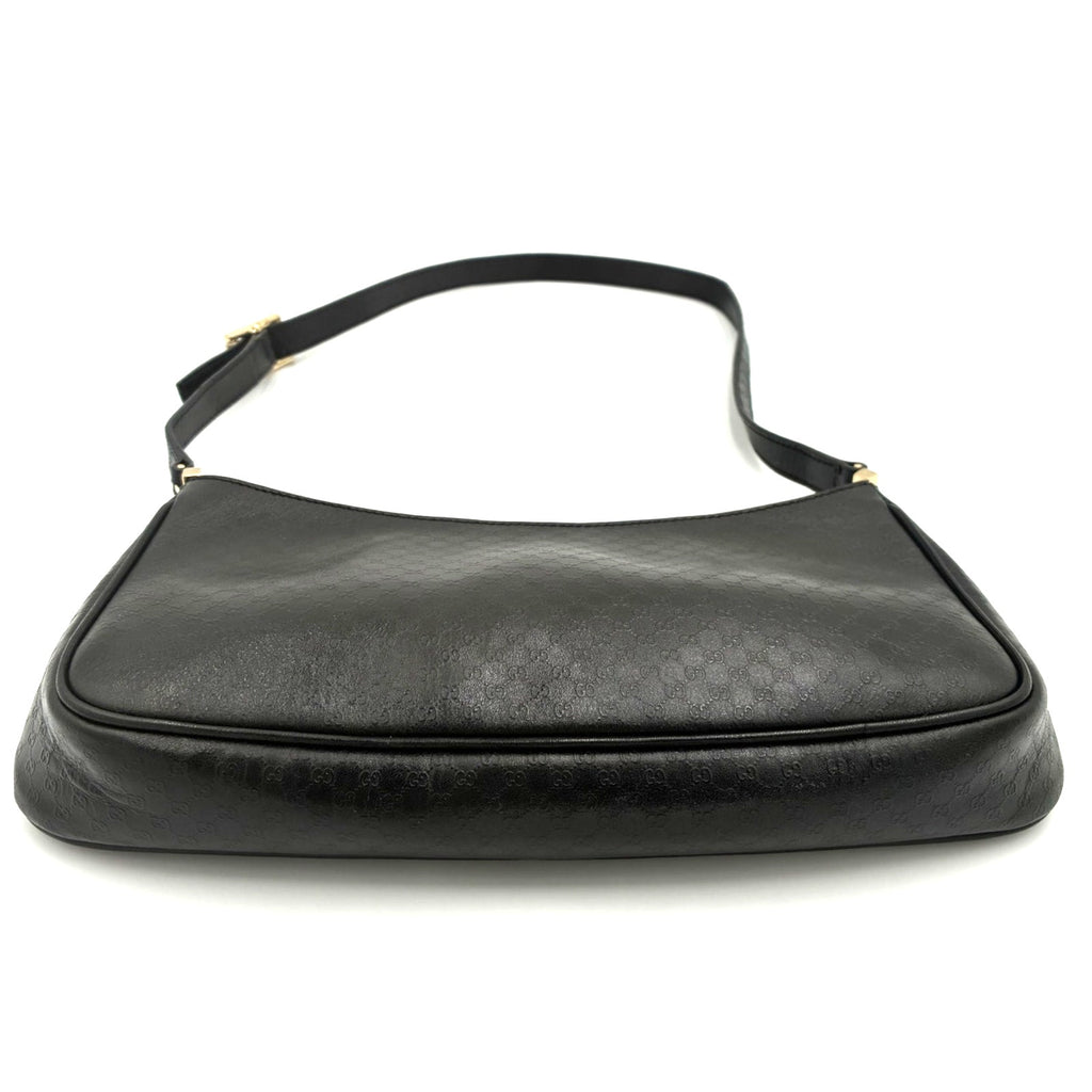 Vintage Black Embossed GG Monogram Leather Shoulder Bag