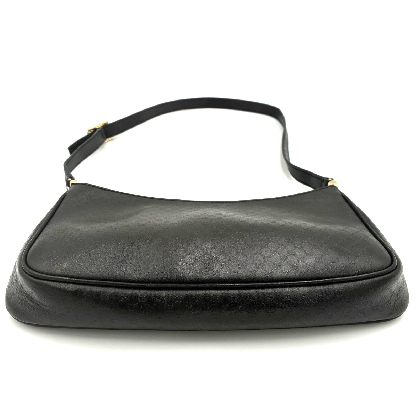 Vintage Black Embossed GG Monogram Leather Shoulder Bag
