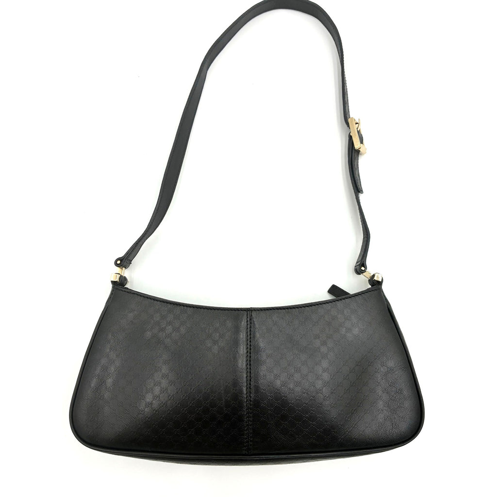 Vintage Black Embossed GG Monogram Leather Shoulder Bag