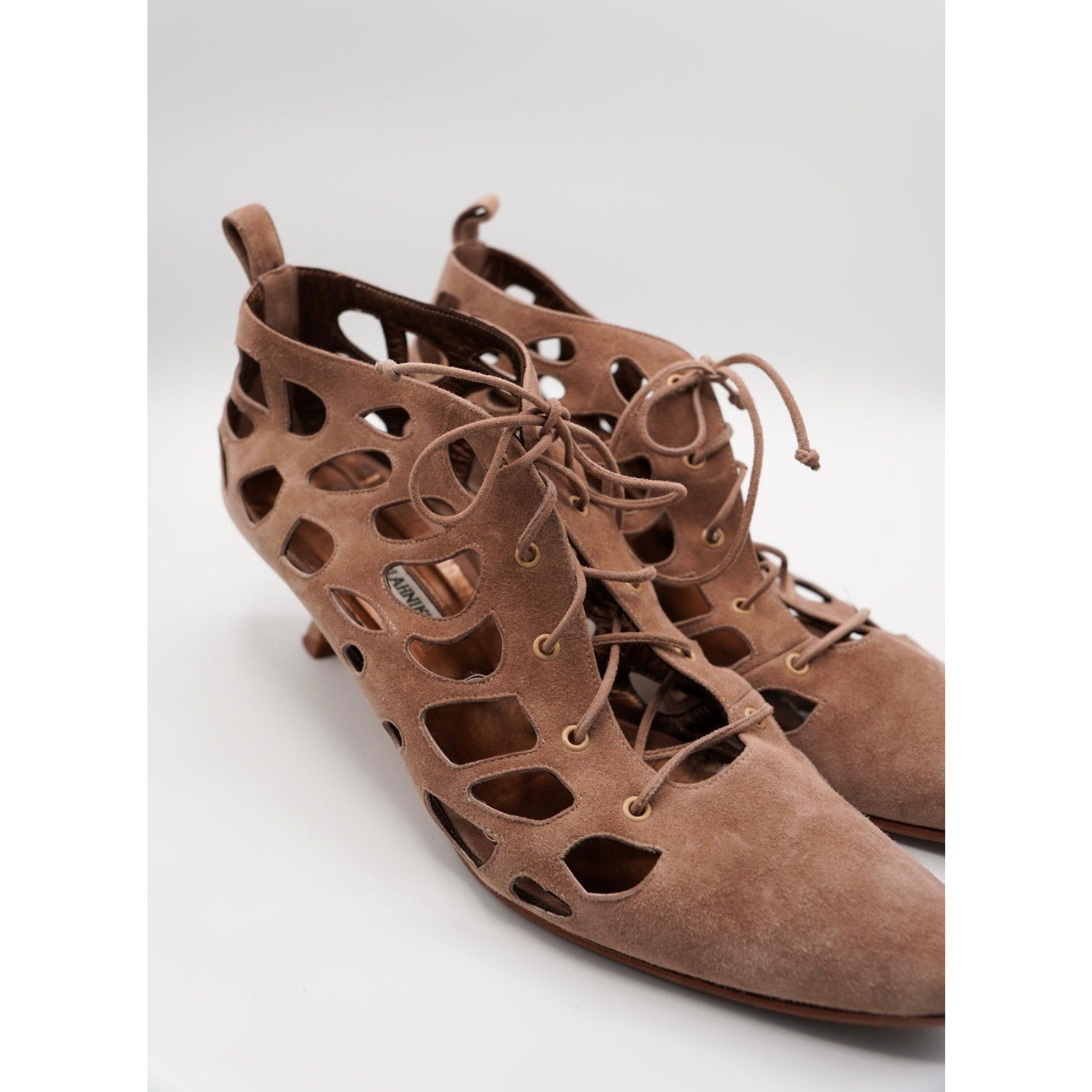 Suede Lace-Up Ankle Boots with Cutout Detail