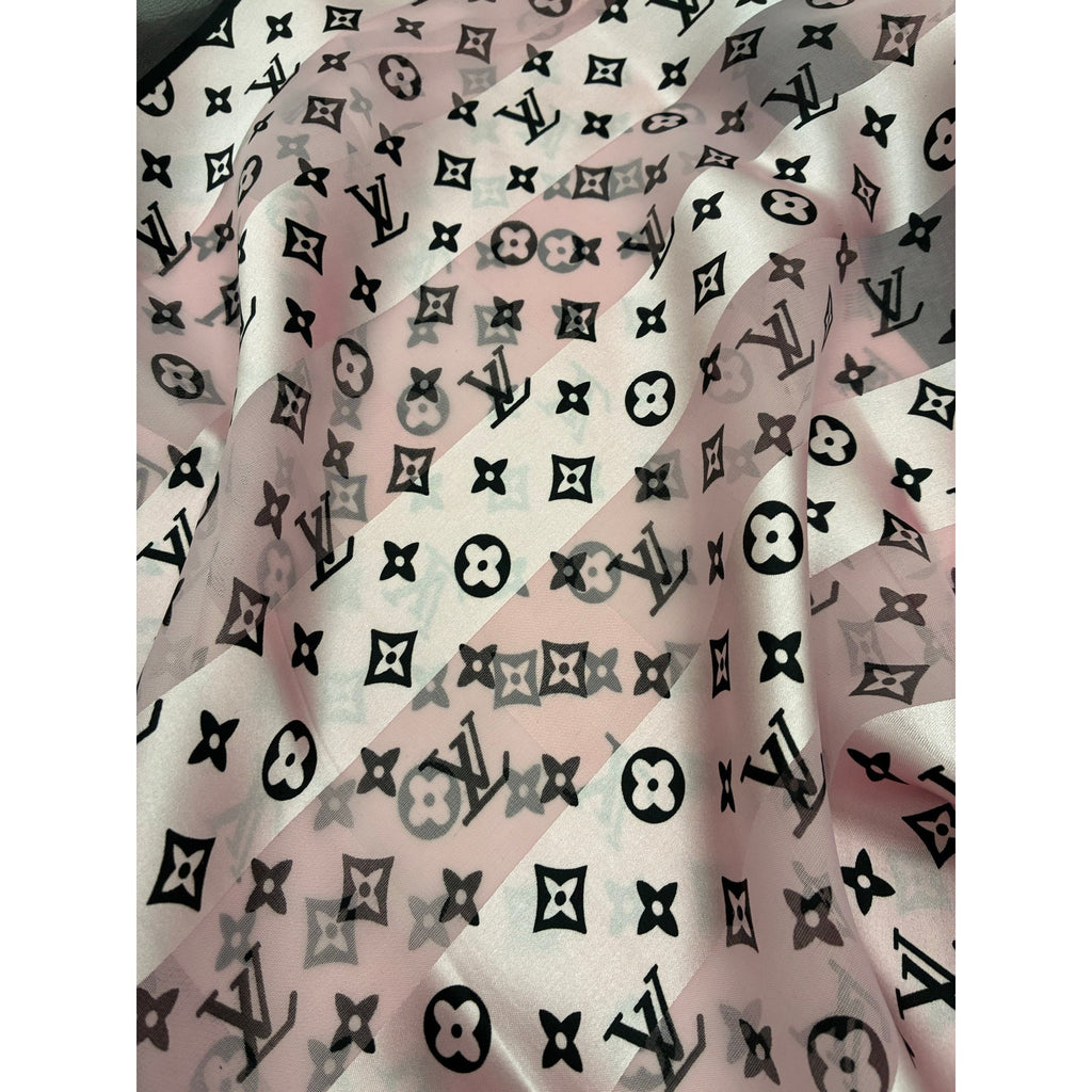 41" LV Monogram Pink & Black Silk Scarf