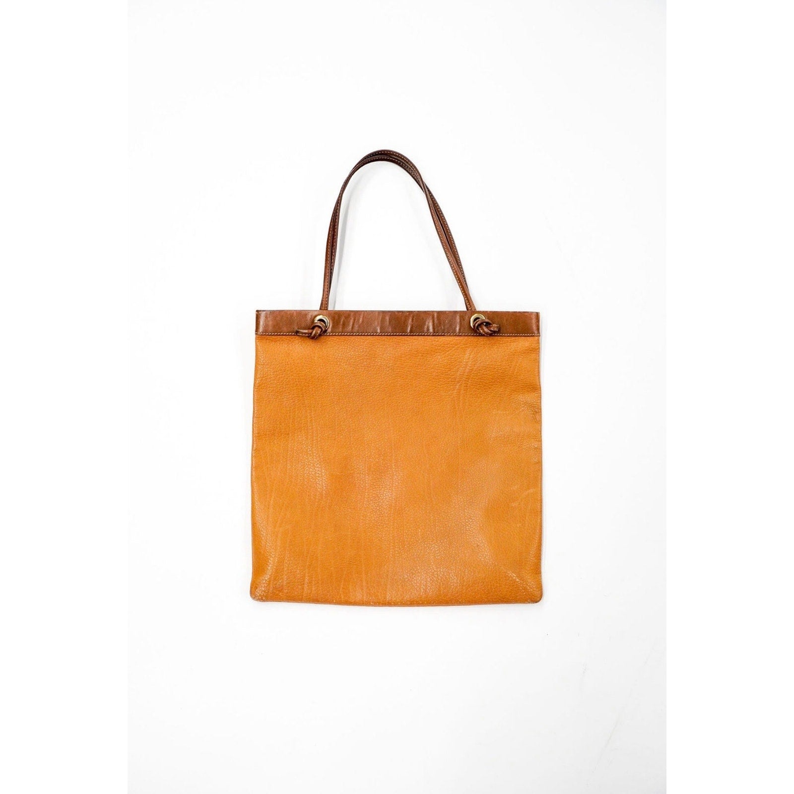 Anagram Brown Leather Tote Shoulder Bag Gold Hardware