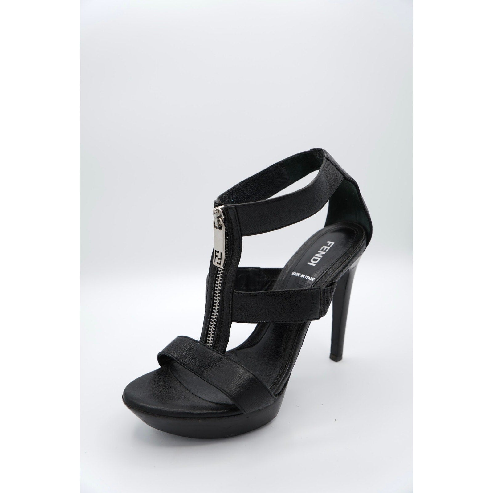 Black Leather Gladiator Platform Heel