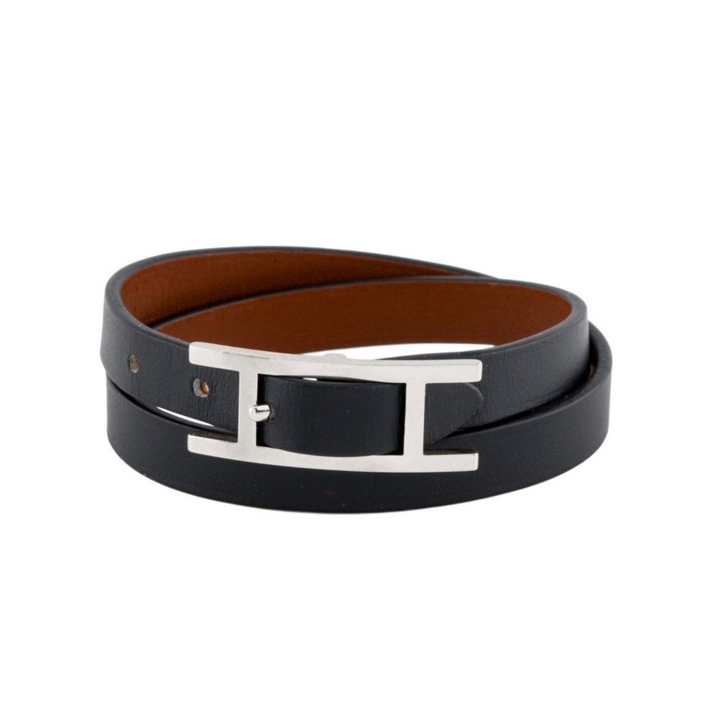 Behapi Double Tour Black Leather Bracelet