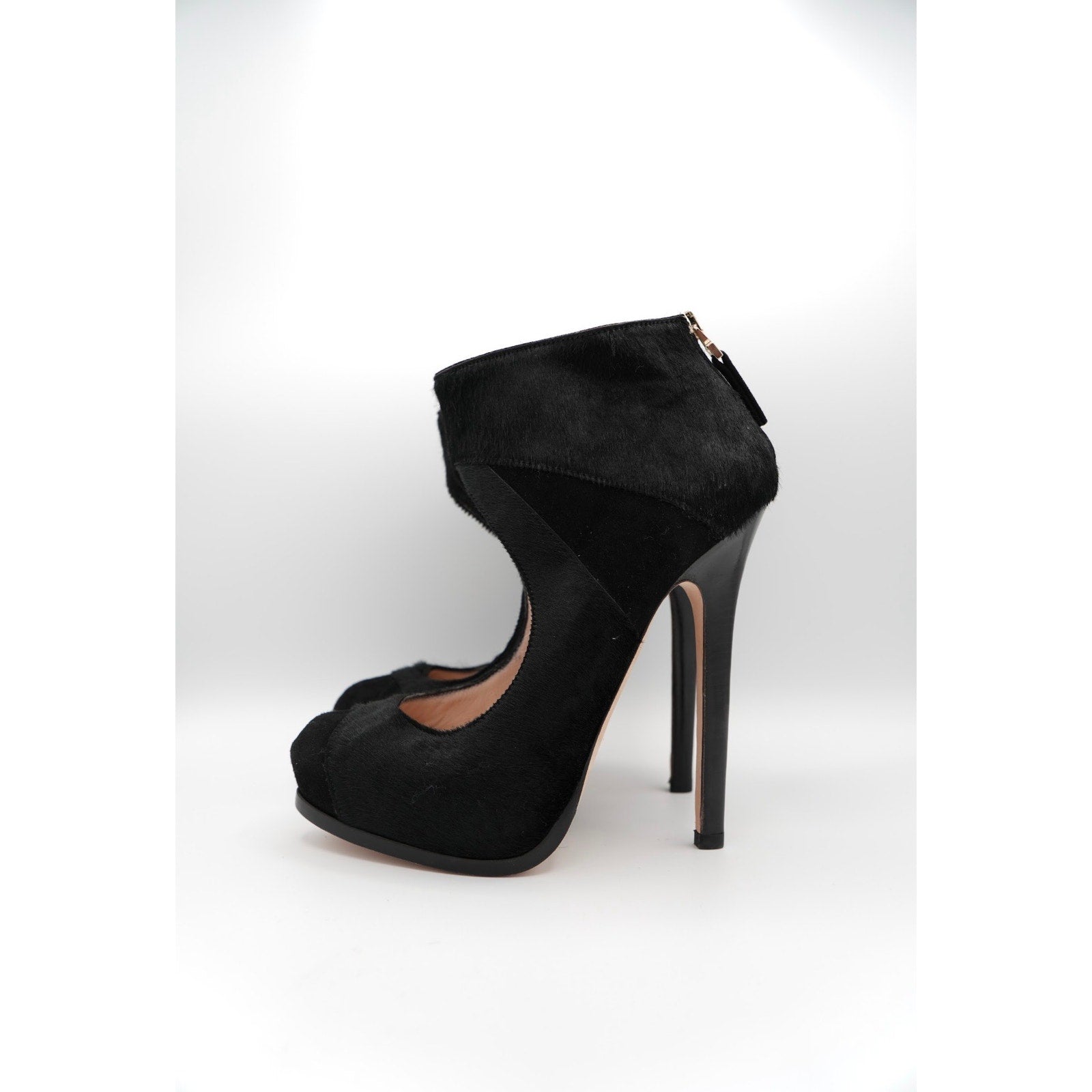 Black Platform Pony Hair Pump