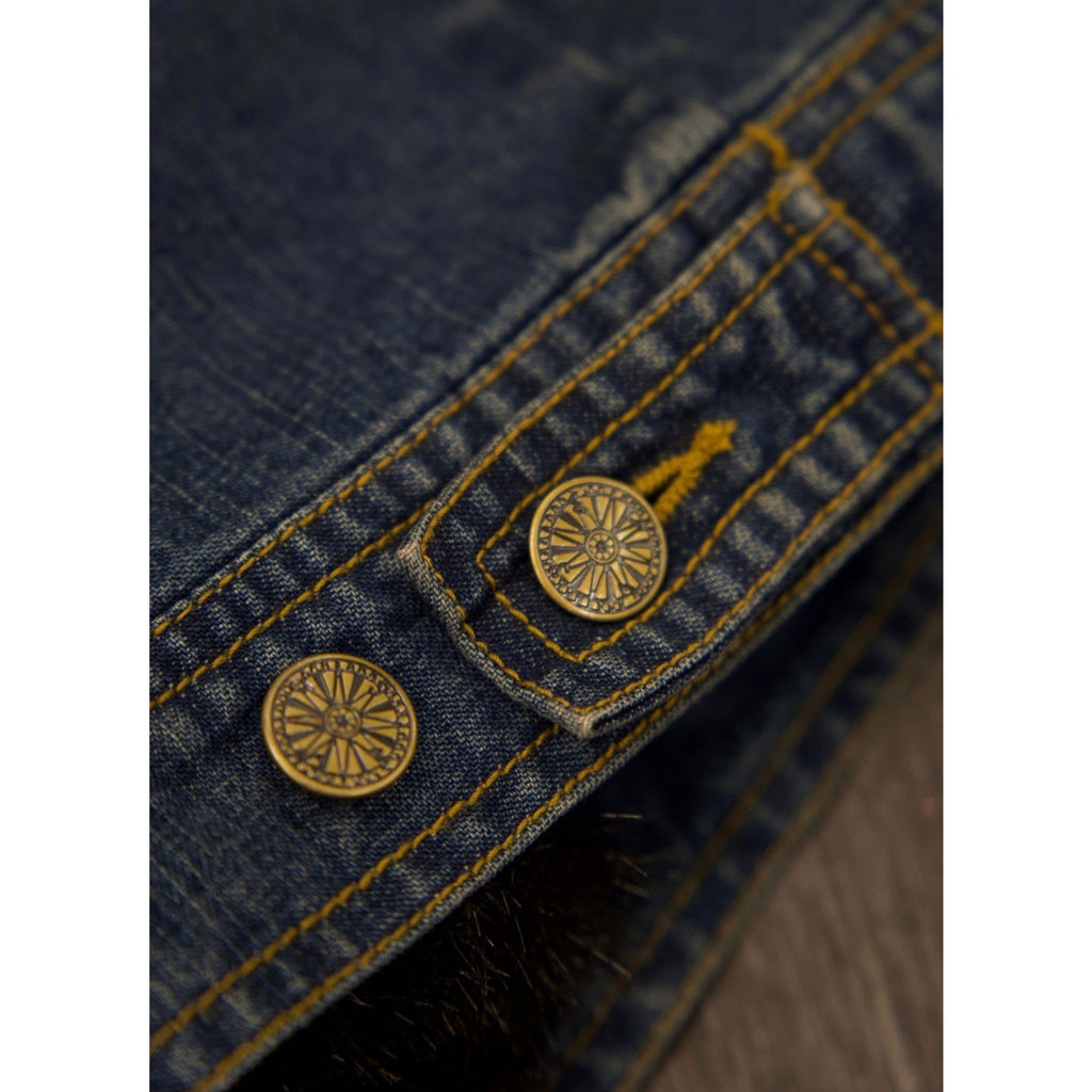 Denim Jacket with Faux Fur Trim