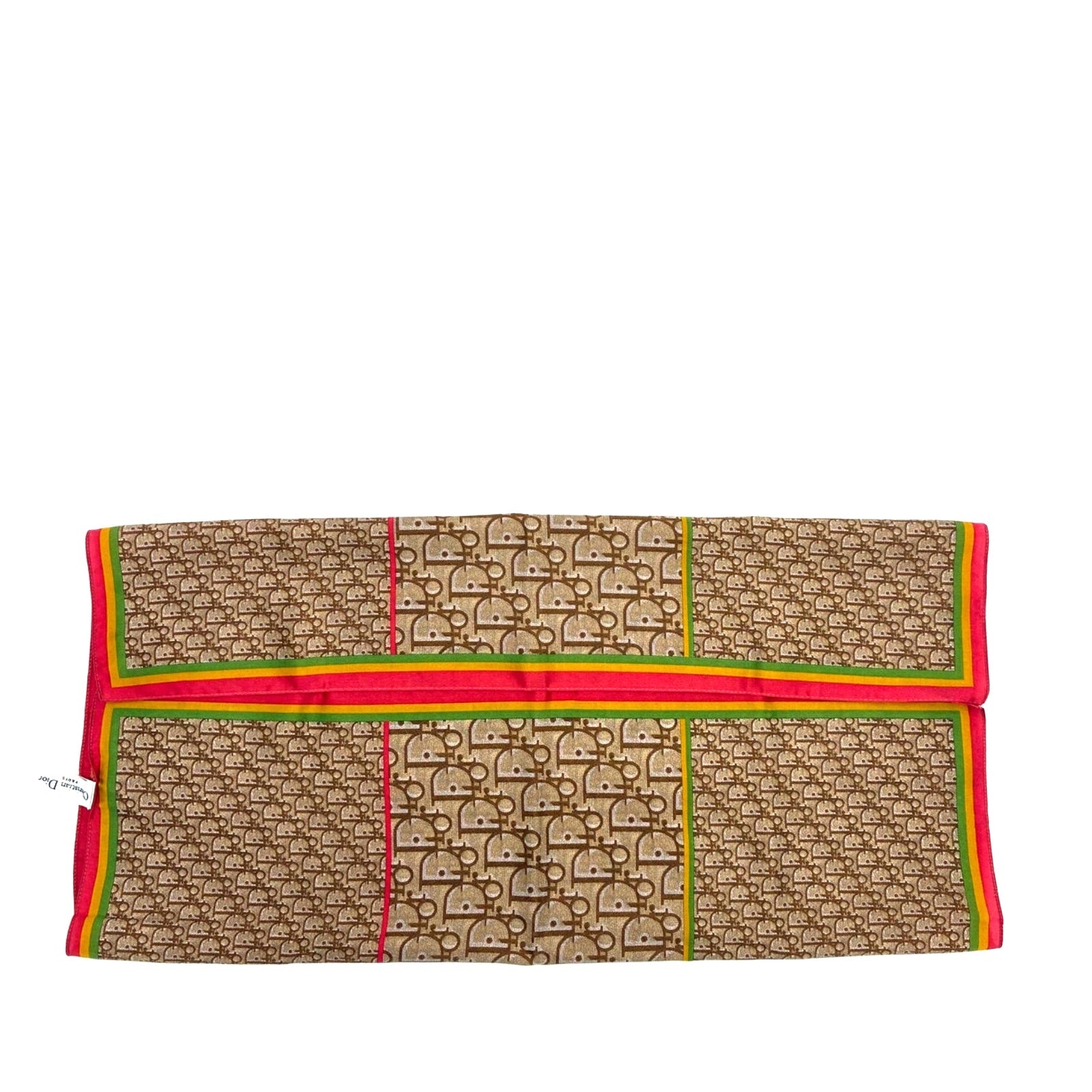 20.9" Vintage Rasta Trotter Monogram Silk Scarf Brown