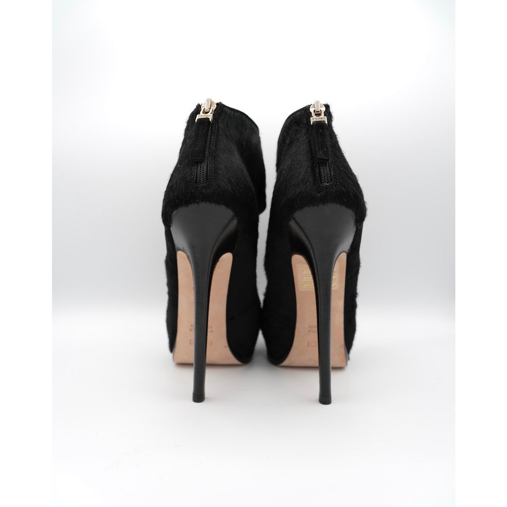 Black Platform Pony Hair Pump
