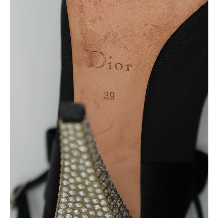 Vintage Black Satin Heels