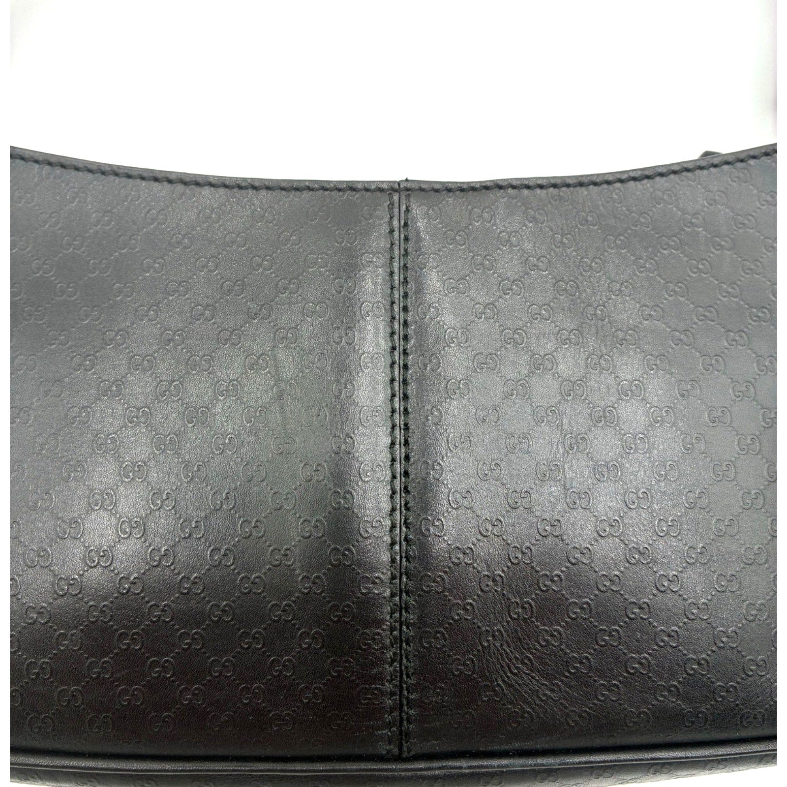 Vintage Black Embossed GG Monogram Leather Shoulder Bag