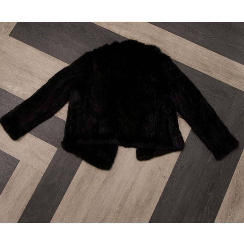 Rabbit Fur Open-Front Jacket