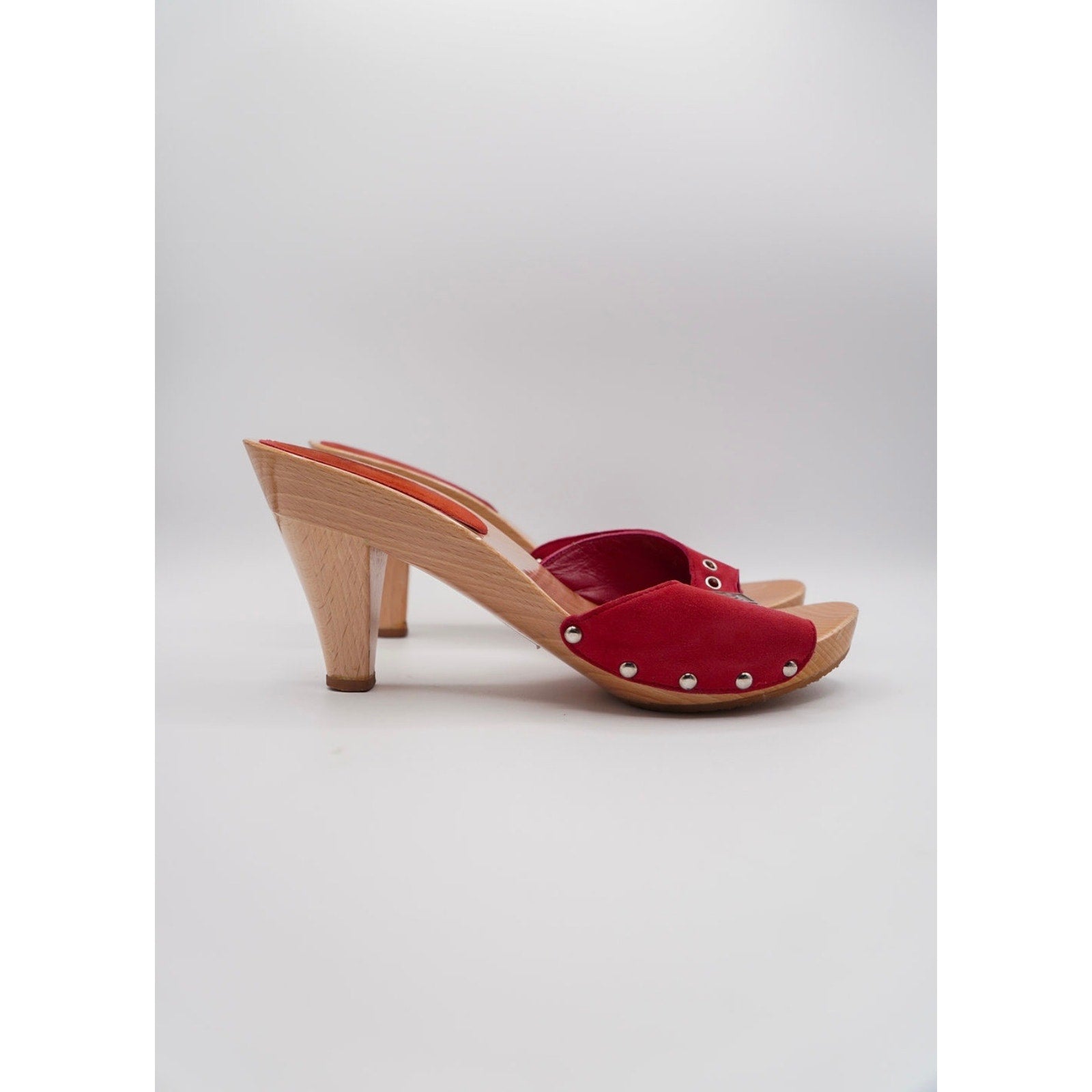 Vintage Red Suede CC Platform Mule