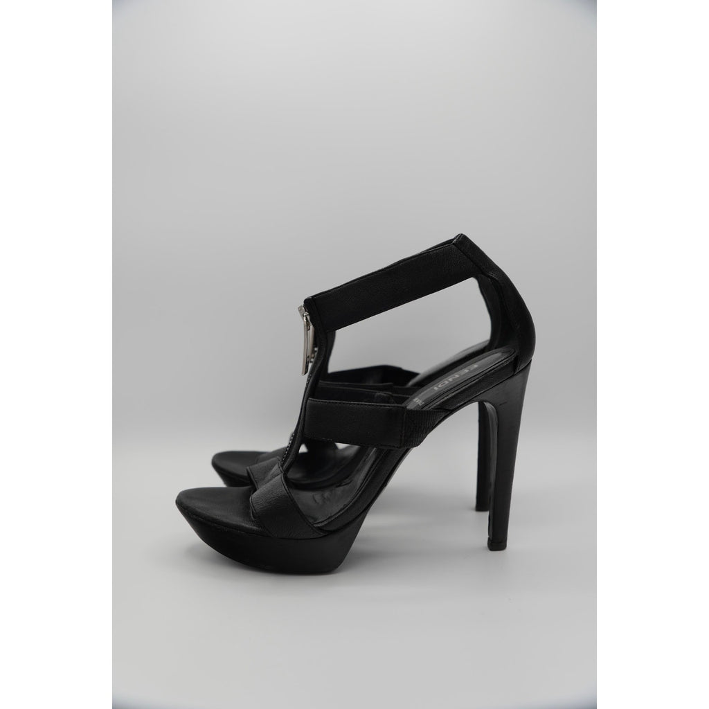 Black Leather Gladiator Platform Heel
