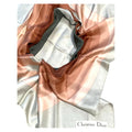 30" Vintage  Monogram Letter Pink and Gray Silk Scarf