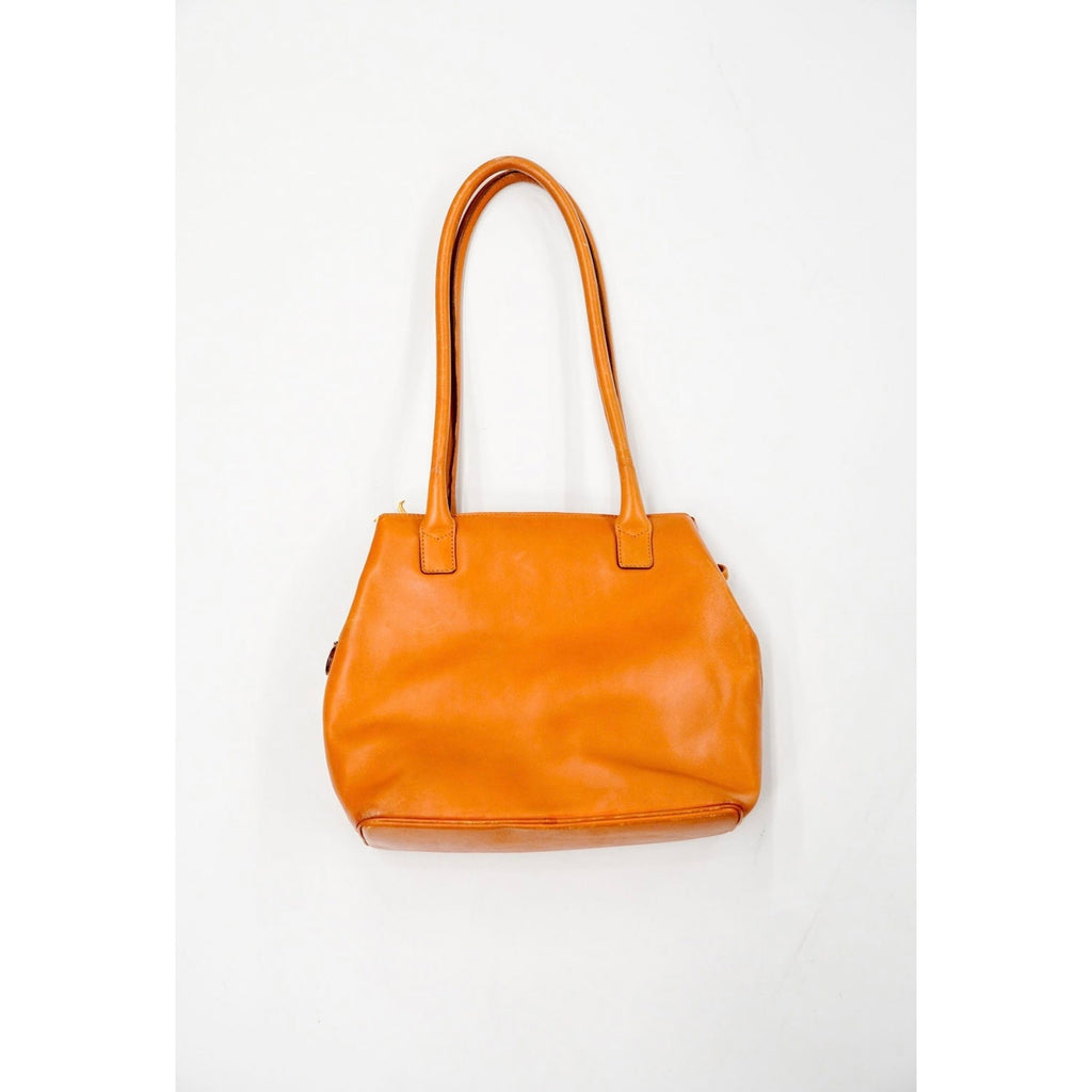 Vintage Brown Leather Shoulder Bag Gold Hardware