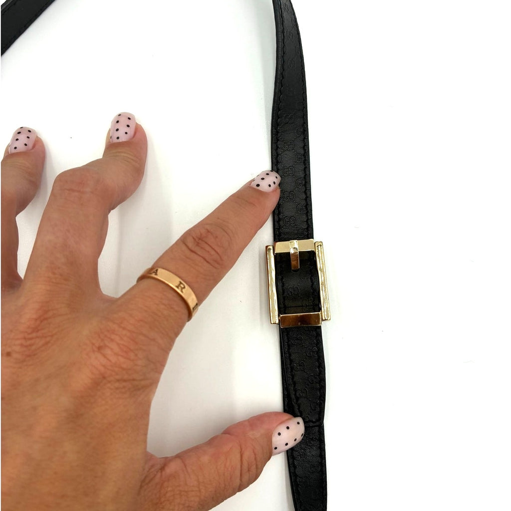 Vintage Black Embossed GG Monogram Leather Shoulder Bag