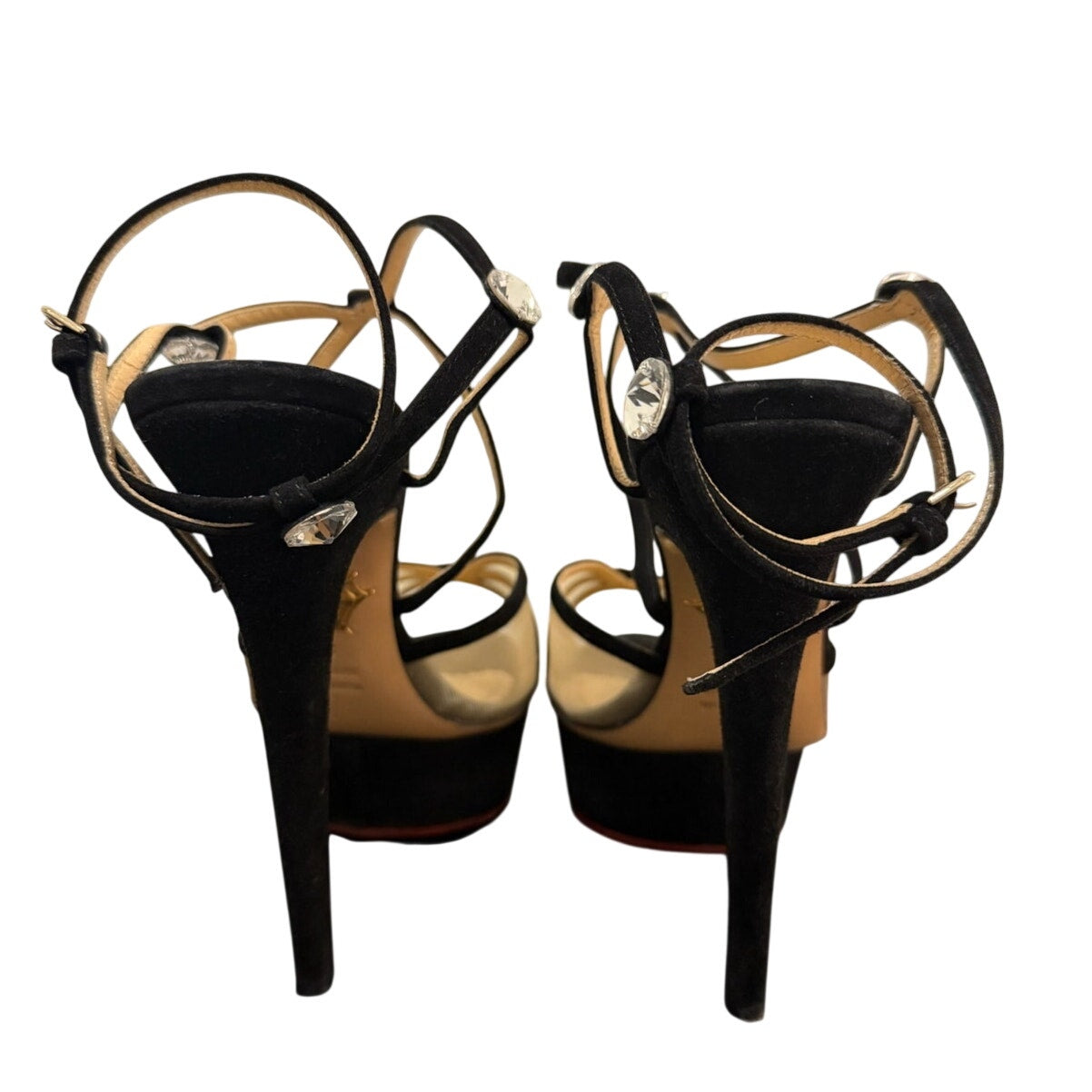Black Suede Strappy Platform Heels