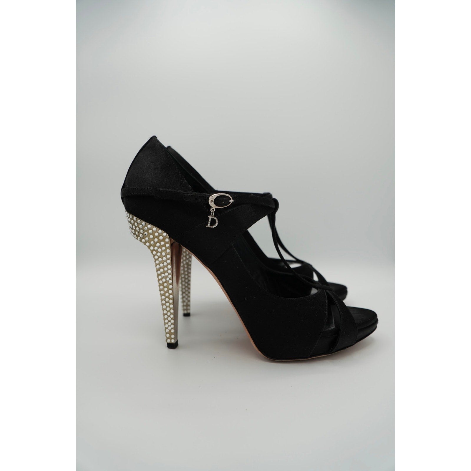 Vintage Black Satin Heels