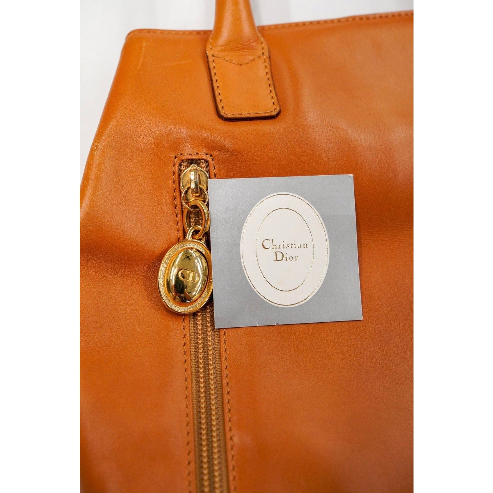 Vintage Brown Leather Shoulder Bag Gold Hardware