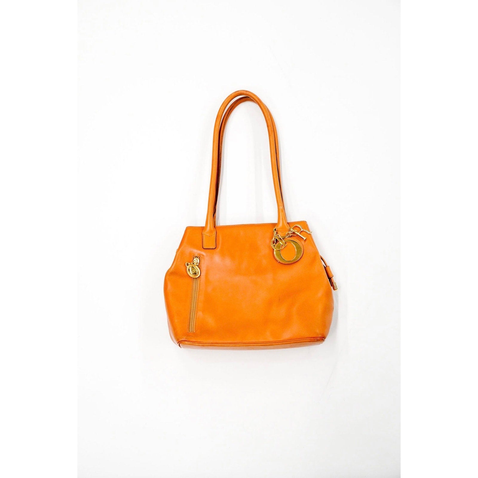 Vintage Brown Leather Shoulder Bag Gold Hardware